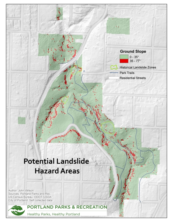 Woods Park Landslide Areas